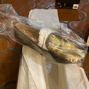 J Crew Metallic Suede loafers